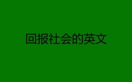 回报社会英语怎么写