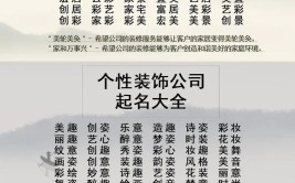 送给装修公司名字“取名文案社”(名字取名文案装饰公司大全)