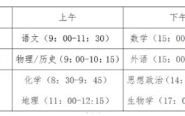 吉林2024新高考各科考试时间安排