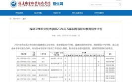 福建卫生职业技术学院2017年高等职业教育入学考试招生章程