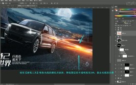 PS汽车合成海报设计 商业设计思路+电影级海报设计技巧(海报设计调整饱和度图层拖入)