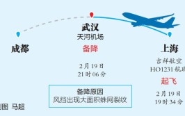 吉祥航空HO1231航班侧风挡出现裂纹备降武汉(航班风挡裂纹飞行海报)