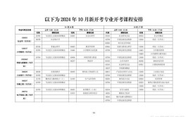 全国2024年10月自考开考专业及科目一览表