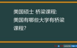 有桥梁课程的美国大学有哪些？