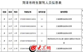 三人被终生禁驾 菏泽交警曝光一批违法人员名单