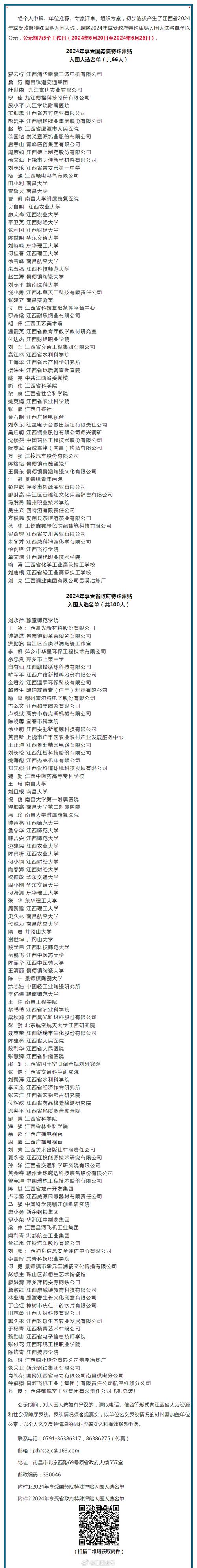 公示！江西这166人拟享受特殊津贴(股份有限公司有限公司科技有限公司入围人选) 汽修知识