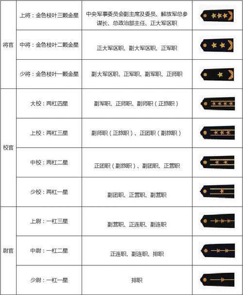 军衔对应的军职 军衔都有哪些衔级 育学科普