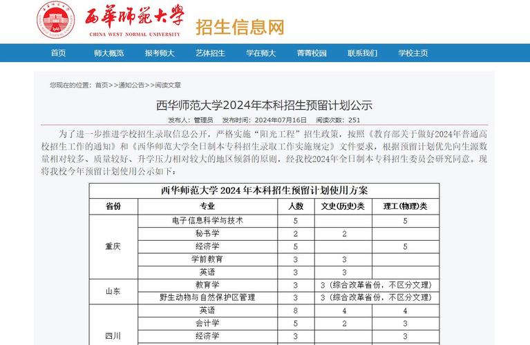 西华师范大学2015年招生章程 育学科普