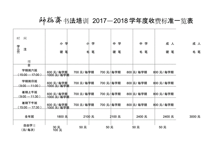 书法培训班学费多少 育学科普