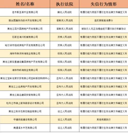 黑龙江省高级人民法院公布2020年第九批失信被执行人名单 134家企业“上榜”(人民法院合同纠纷市道借款有限公司) 汽修知识