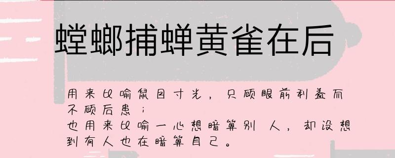 螳螂捕蝉黄雀在后的启示 学类资讯 螳螂捕蝉黄雀在后的启示 学类资讯