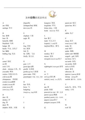 动物的英文单词有哪些 学类资讯