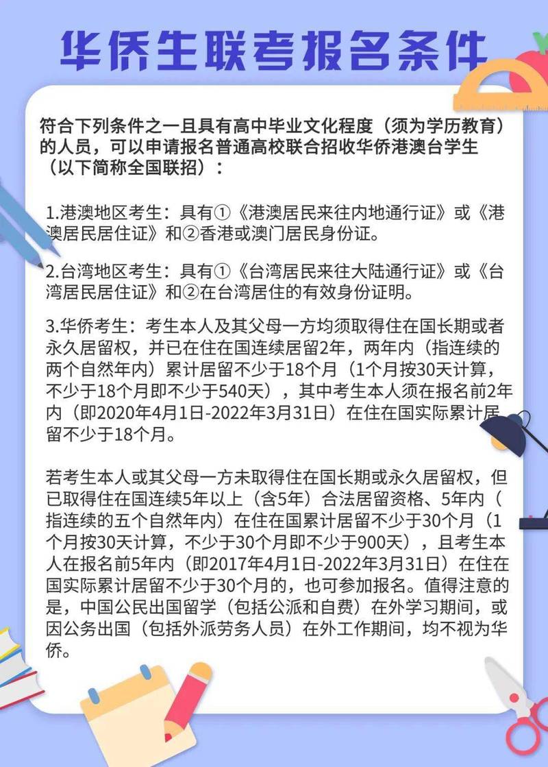 华侨联考报考条件 学类资讯