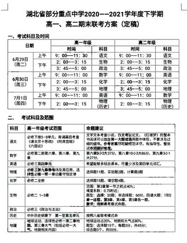 高一下学期合格考考哪几科 学类资讯