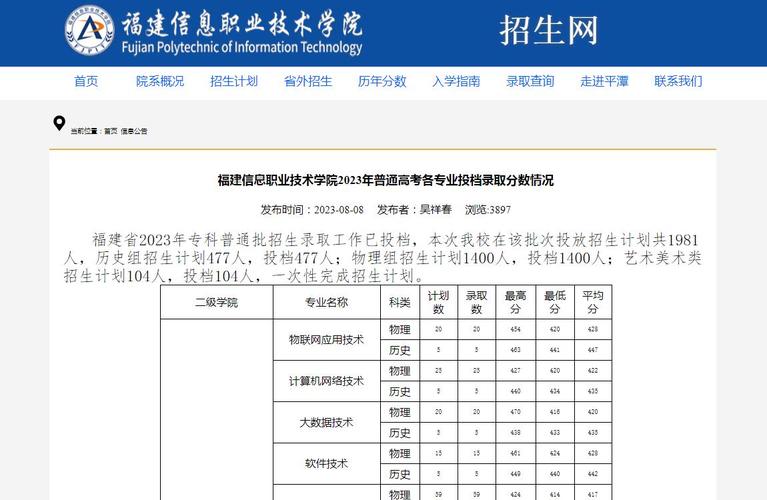 2024年高考多少分能被福建信息职业技术学院录取 学类资讯