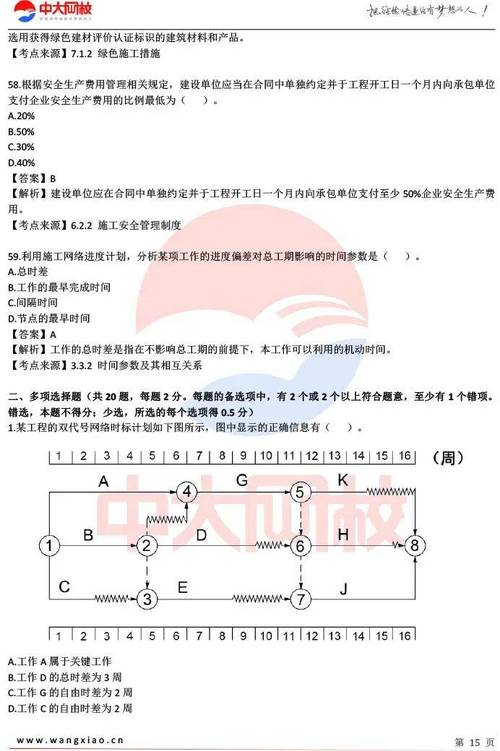 2024二建考后对答案建设工程施工管理真题解析62A卷 网友版 范文模稿